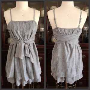 Pleated Wrap Bow Babydoll Mini Dress